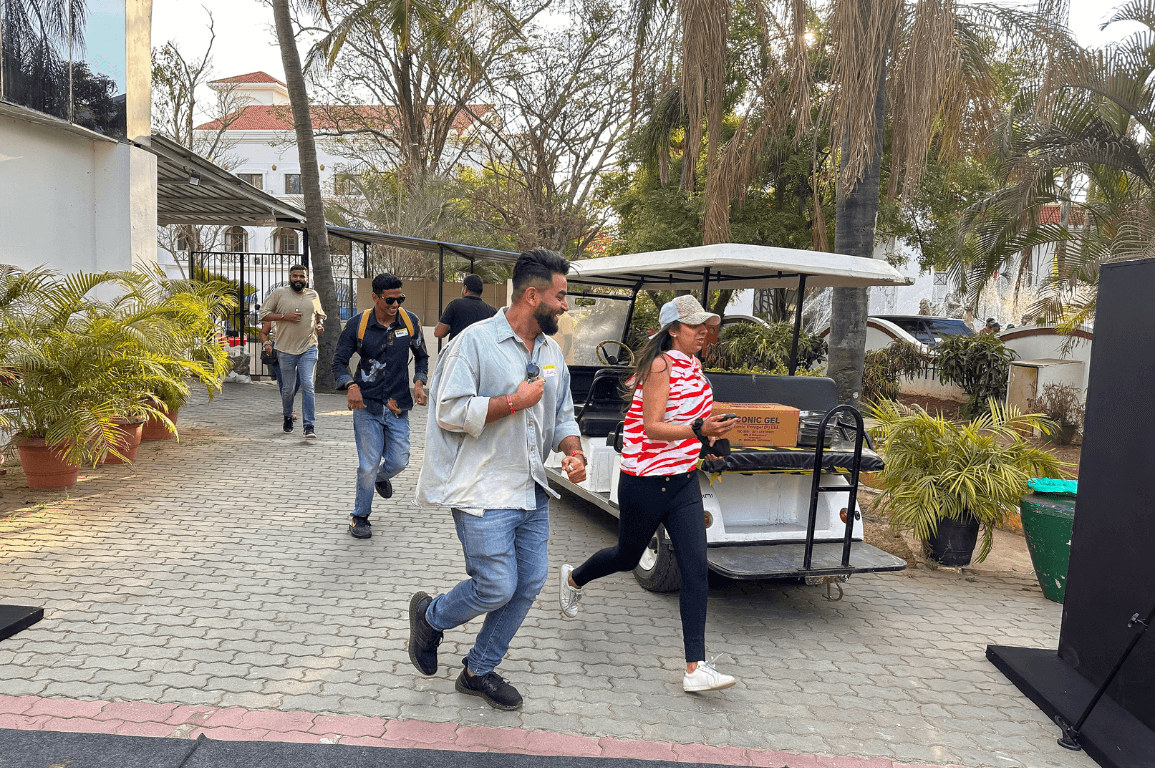 Teams exploring their venue during the Hunt for Glory challenge